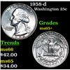 Image 1 : 1958-d Washington Quarter 25c Grades GEM+ Unc