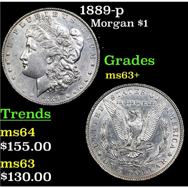 1889-p Morgan Dollar $1 Grades Select+ Unc