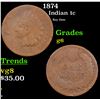 Image 1 : 1874 Indian Cent 1c Grades g+