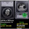 Proof 1974-s Silver Eisenhower Dollar $1 Graded pr69+ DCAM By SEGS
