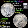 ***Auction Highlight*** 1928-p Peace Dollar $1 Graded ms64+ By SEGS (fc)