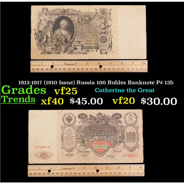 1912-1917 (1910 Issue) Russia 100 Rubles Banknote P# 13b Grades vf+