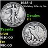 1938-d Walking Liberty Half Dollar 50c Grades f+