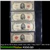 Image 1 : Page Of 4x US $5 Notes 1928D, 1953, 1963, **Star Note** 1963 VF/XF