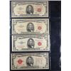 Image 2 : Page Of 4x US $5 Notes 1928D, 1953, 1963, **Star Note** 1963 VF/XF