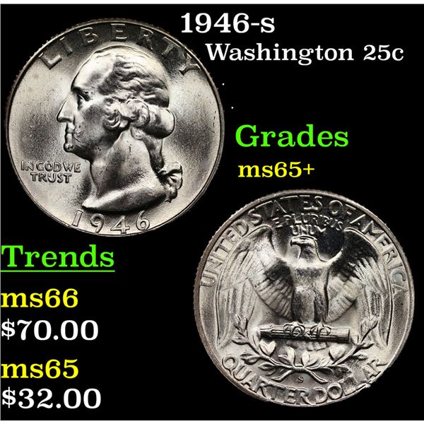 1946-s Washington Quarter 25c Grades GEM+ Unc