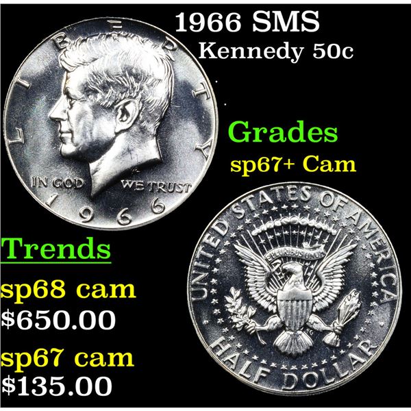 1966 SMS Kennedy Half Dollar 50c Grades sp67+ Cam