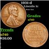 1931-d Lincoln Cent 1c Grades xf