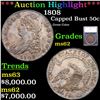 ***Auction Highlight*** 1808 Capped Bust Half Dollar 50c Graded ms62 BY SEGS (fc)