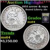 Image 1 : ***Auction Highlight*** 1853 arrow & rays Seated Liberty Quarter 25c Graded Choice Unc BY USCG (fc)