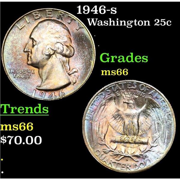 1946-s Washington Quarter 25c Grades GEM+ Unc
