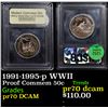 Image 1 : Proof 1991-1995-p WWII Modern Commem Half Dollar 50c Graded GEM++ Proof Deep Cameo By USCG