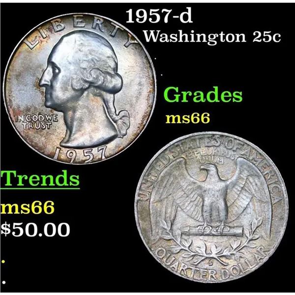 1957-d Washington Quarter 25c Grades GEM+ Unc