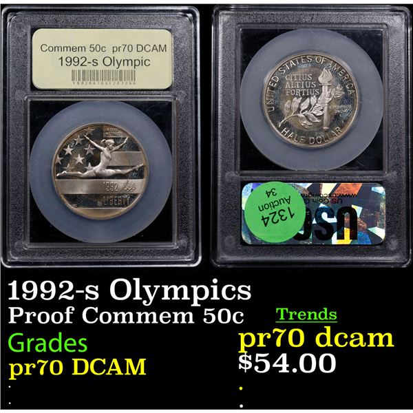 Proof 1992-s Olympics Modern Commem Half Dollar 50c Graded GEM++ Proof Deep Cameo By USCG