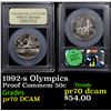 Image 1 : Proof 1992-s Olympics Modern Commem Half Dollar 50c Graded GEM++ Proof Deep Cameo By USCG