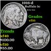 1916-d Buffalo Nickel 5c Grades vf++