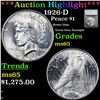 ***Auction Highlight*** 1926-D Peace Dollar $1 Graded ms65 By SEGS (fc)
