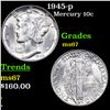 Image 1 : 1945-p Mercury Dime 10c Grades GEM++ Unc