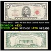 1963 $5 Red Seal United States Note Grades vf+
