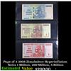 Page of 3 2008 Zimababwe Hyperinflation Notes 1 Million, 200 Million, 5 Billion