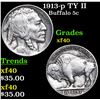 1913-p TY II Buffalo Nickel 5c Grades xf