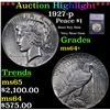 ***Auction Highlight*** 1927-p Peace Dollar $1 Graded ms64+ By SEGS (fc)