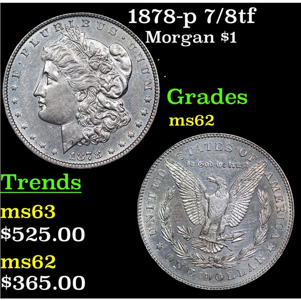1878-p 7/8tf Morgan Dollar $1 Grades Select Unc