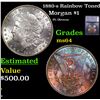 1880-s Morgan Dollar Rainbow Toned $1 Graded ms64 By SEGS