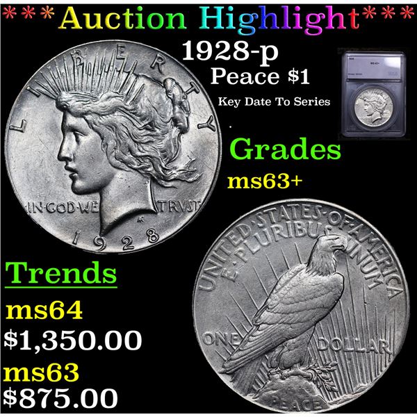 ***Auction Highlight*** 1928-p Peace Dollar $1 Graded 103 By SEGS (fc)