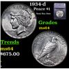 Image 1 : 1934-d Peace Dollar $1 Graded ms64 By SEGS