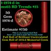Image 1 : Shotgun Lincoln 1c roll, 1974-d 50 pcs Steel-Strong 50c Wrapper.