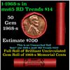 Image 1 : Shotgun Lincoln 1c roll, 1968-s 50 pcs Steel-Strong 50c Wrapper.