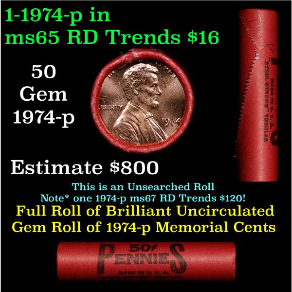 Shotgun Lincoln 1c roll, 1974-p 50 pcs Steel-Strong 50c Wrapper.