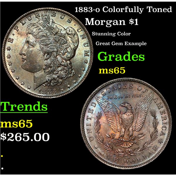 1883-o Morgan Dollar Colorfully Toned $1 Grades GEM Unc