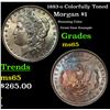 Image 1 : 1883-o Morgan Dollar Colorfully Toned $1 Grades GEM Unc