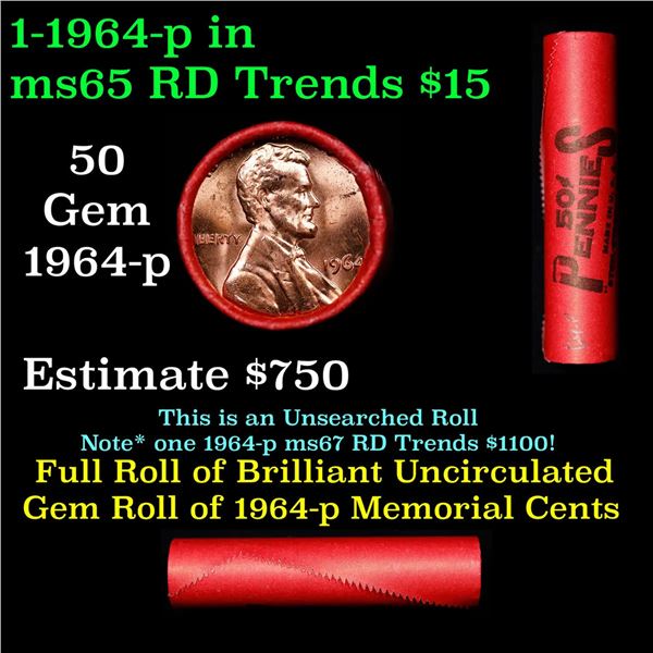 Shotgun Lincoln 1c roll, 1964-p 50 pcs Steel-Strong Wrapper.