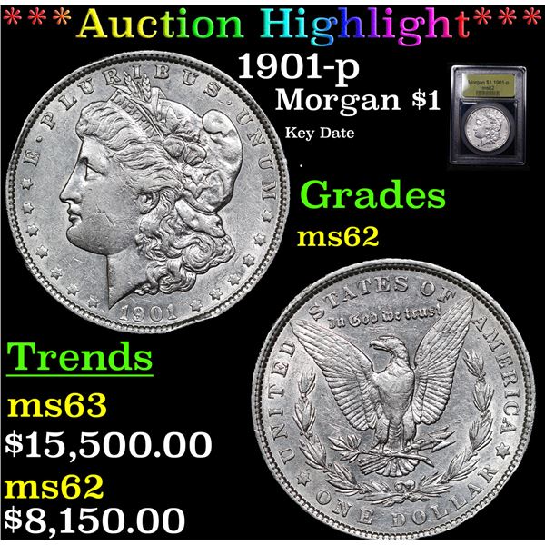 ***Auction Highlight*** 1901-p Morgan Dollar $1 Graded Select Unc By USCG (fc)
