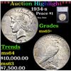 ***Auction Highlight*** 1934-s Peace Dollar $1 Graded ms63+ By SEGS (fc)