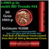 Image 1 : Shotgun Lincoln 1c roll, 1965-p 50 pcs Steel-Strong 50c Wrapper.