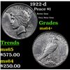 Image 1 : 1922-d Peace Dollar $1 Grades Choice+ Unc