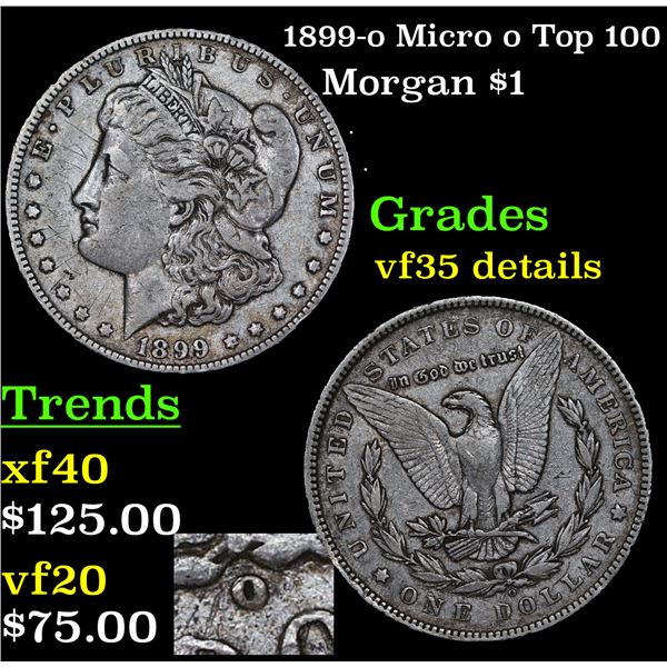 1899-o Micro o Morgan Dollar Top 100 $1 Grades VF Details