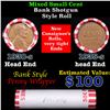 Image 1 : Mixed small cents 1c orig shotgun roll, 1930-p Lincoln Cent, Wheat Cent other end, Bank Wrapper.