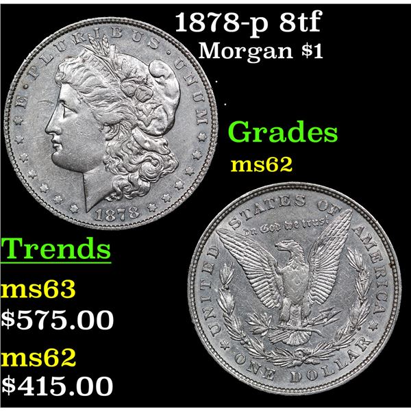 1878-p 8tf Morgan Dollar $1 Grades Select Unc