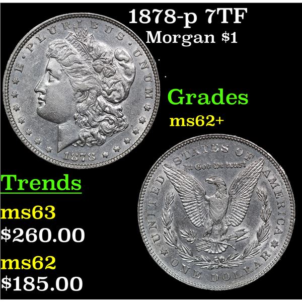 1878-p 7TF Morgan Dollar $1 Grades Select Unc