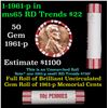 Image 1 : Shotgun Lincoln 1c roll, 1961-p 50 pcs Bank 50c Wrapper.