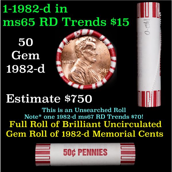 Shotgun Lincoln 1c roll, 1962-d 50 pcs Bank 50c Wrapper.