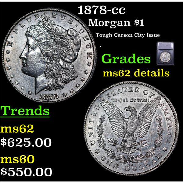 1878-cc Morgan Dollar $1 Graded ms62 details By SEGS