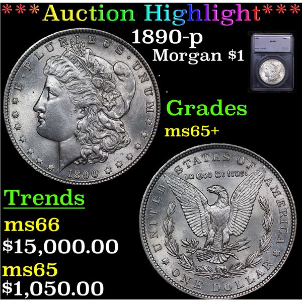 ***Auction Highlight*** 1890-p Morgan Dollar $1 Graded ms65+ By SEGS (fc)