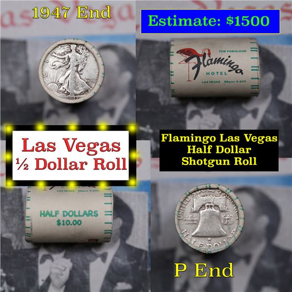 ***Auction Highlight*** Old Casino 50c Roll $10 Halves Las Vegas Casino Flamingo 1947 Walker & P fra