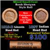 Mixed small cents 1c orig shotgun roll, 1918-d Lincoln Cent, 1897 Indian Cent other end, Brinks Wrap